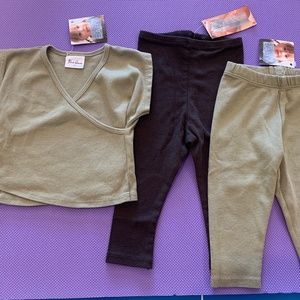 Blue Canoe Organic Girl Gift Set Kimono Layering Top, Leggings, Pant 9-12 months